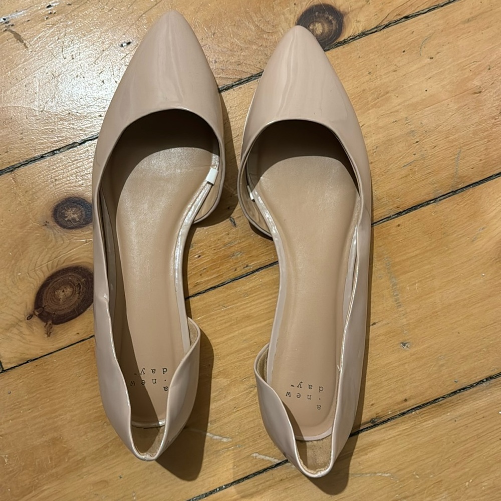 Patent Nude Pointed Toe Flats